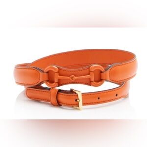Gucci Orange Leather Belt with Gold Buckle